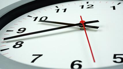 Close up Gray clock time 09.43am. Copy space for your text, Time concept. .