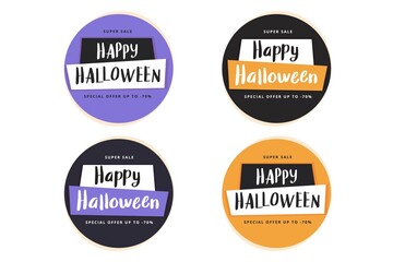 Fototapeta premium Halloween sale banner template set, vector illustration