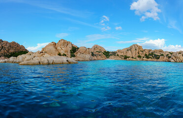 Fototapeta na wymiar Cala Coticcio in Sardinia, amazing coast of Caprera Island. in daylight
