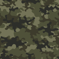 Fototapeta premium Camouflage vector background seamless pattern classic design khaki