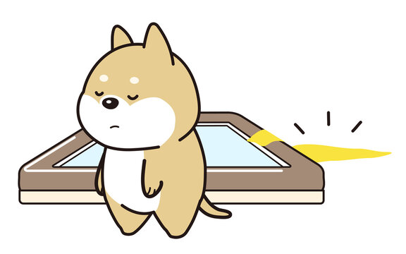 柴犬の子犬がトイレから外しておしっこをしていしまったイラスト Stock Vector Adobe Stock