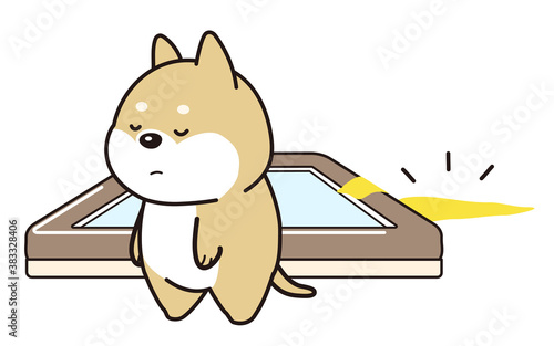 柴犬の子犬がトイレから外しておしっこをしていしまったイラスト Animal Wall Mural Anim Yamamedal