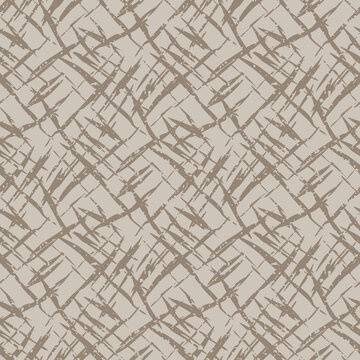 Vector burlap effect seamless pattern background. Hessian fiber texture fabric style beige and brown grid backdrop. Woven linen cloth criss cross design. Modern cotton weave material all over print
