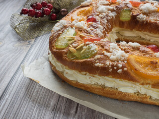 Series of photographs on the elaboration of the typical Spanish dessert for the feast of the kings, in January. Concept of Spanish cuisine