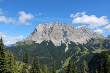 A beautiful alpine mountain panorama in the Austrian Alps close to Ehrwald