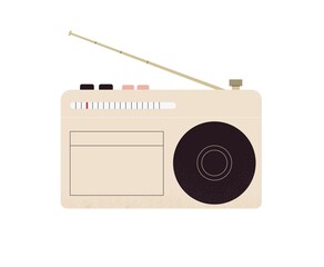 Trendy vector illustration of an old vintage retro radio in pastel colors isolated on white. Beautiful print, decor element or sticker design in trendy style for world radio day.