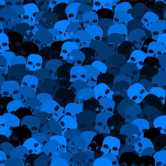 Funny seamless navy blue scull pattern background for Halloween
