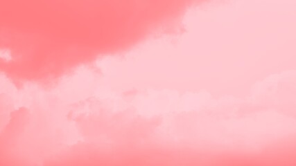 Abstract pastel pink coral color sky background with clouds, panorama