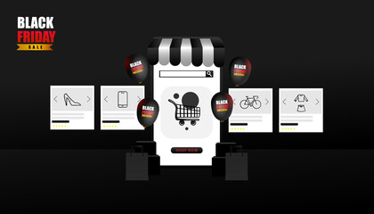 Black friday banner design template for website and app