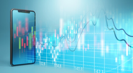  stock market or forex graph on smartphone.