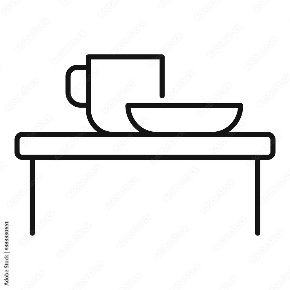 Poster Childrens room play table icon. Outline childrens room play table vector icon for web design isolated on white background