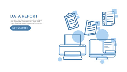 Data report and document report banner design vector