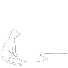 Cat animal silhouette line drawing. Vector illustration