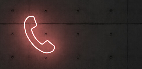 business contact icon symbol for internet with neon light - 3D Illustration