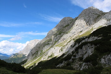 A beautiful alpine mountain panorama in the Austrian Alps close to Ehrwald