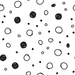 Dots seamless pattern. Hand drawn circles background texture.