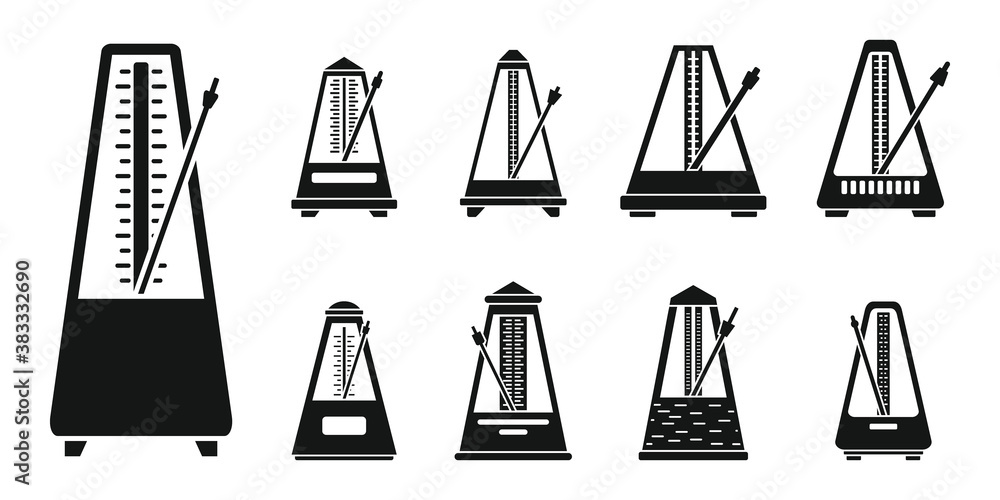 Poster classic metronome icons set. simple set of classic metronome vector icons for web design on white ba