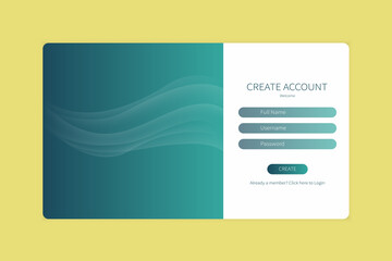 Landing page sign up form template design. Flat vector illustration