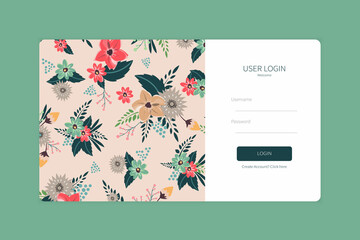 Landing page sign up form template design. Flat vector illustration