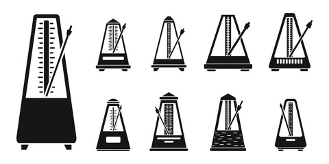 Classic metronome icons set. Simple set of classic metronome vector icons for web design on white background