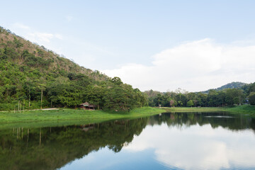 Fototapeta premium Khao Ruak Reservoir at Namtok Samlan National Park in Saraburi Thailand is a reservoir that tourists come to relax or camping during the holiday 