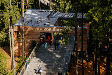 Entrance gate to The Treetop Walkway, Tourist attraction near Lipno nad Vltavou, South Bohemia, Czech Republic