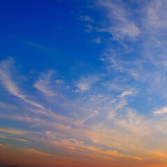 Fiery orange sunset sky. Beautiful sky.