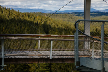 Treetop Walkway (Stezka korunami stromu) in sunny day Lipno nad Vltavou, South Bohemia, Czech Republic