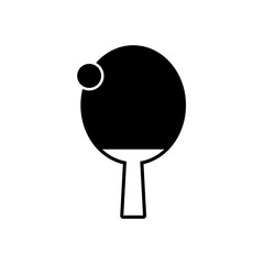 Table tennis black icon. Raquet and ball isolated vector illustration. Ping-pong sport.