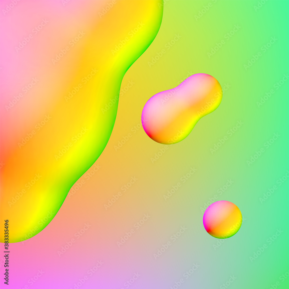 Poster Fluid design liquid blobs with vibrant intense colors abstract background