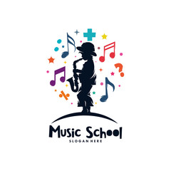 A boy playing music logo