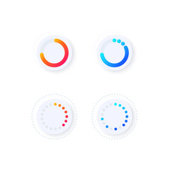 Loader progression UI elements kit. Uploading process waiting isolated vector icon, bar and dashboard template. Web design widget collection for mobile application with light theme interface