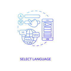 Fototapeta premium Select language concept icon. Setup instruction idea thin line illustration. Change language preference. Smartphone settings. Keyboard input. Vector isolated outline RGB color drawing