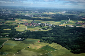 Ländliche Gegend In Bayern aus dem Flugzeug 5.7.2020