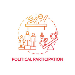 Political participation concept icon. Gender gap criterias. Changing country manangement way. Election process idea thin line illustration. Vector isolated outline RGB color drawing