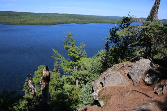 Vista Landscape From The Boundary Waters Canoe Area (BWCA) In August - Lake, Trees And Rock