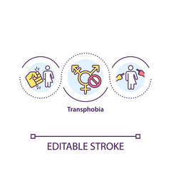 Transphobia concept icon. Social discrimination. Harassment and bullying towards transgender. Gender issues idea thin line illustration. Vector isolated outline RGB color drawing. Editable stroke