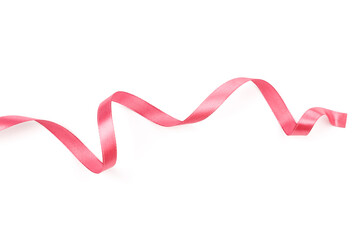Obraz na płótnie Canvas pink satin curly ribbon isolated on white background