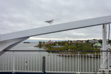 Helsinki, Uusimaa, Finland 22 September 2020 View of Suomenlinna Island from the deck of the...