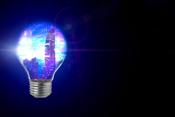 Abstract businesses innovation idea with concept of transform evolution urban smart energy city...