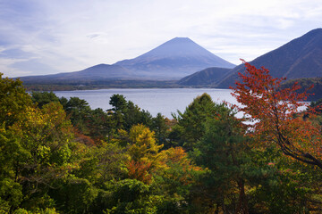 本栖湖と富士山