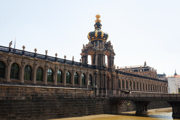 Fototapeta na wymiar Moat and crown gate in Zwinger, Dresden