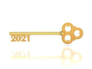 New Year 2021 Creative Design Concept with Key - 3D Rendered Image	
