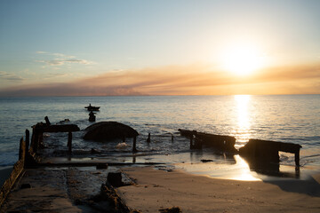 sunset at shipwreckbeach