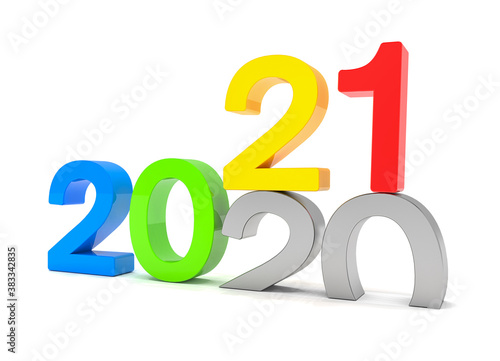 3d Illustration 2020 2021 Silvester, Neujahr, Countdown, Jahreszahlen 2020  Wall Mural | 20-marog-pixcells