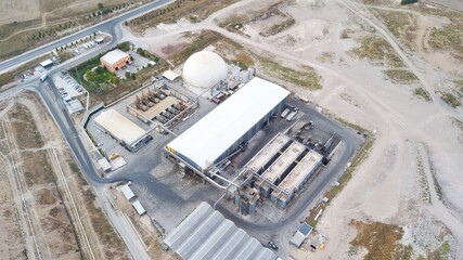 Aerial view of medical waste factory