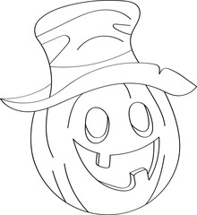 Halloween pumpkin doodle, vector drawing. Coloring book for children's album, emblem for the holiday in October.