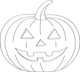Halloween pumpkin doodle, vector drawing. Coloring book for children's album, emblem for the holiday in October.