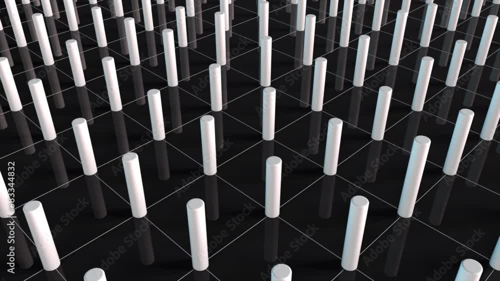 Aufkleber surface with numerous repeating cylinders. isometric background with dynamic effect. computer genera