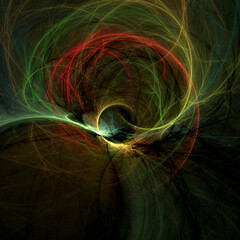 Computer generated fractal abstract background. Multicoloured shapes over dark space